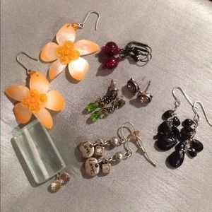 Seven pairs of earrings